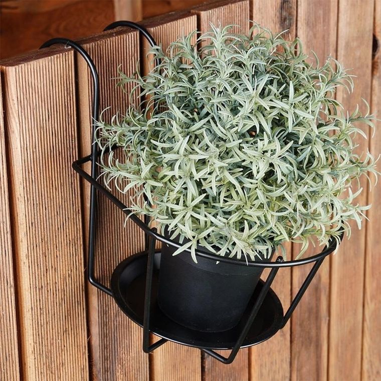 Vilde, uchwyt balkonowy na doniczkę, metalowy, czarny