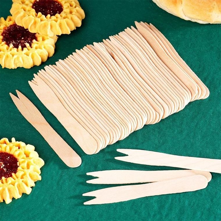 Vilde, widelczyki do przekąsek, frytek, drewniane, 8,5 cm, 50 szt.