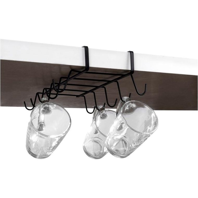 Vilde, wieszak na kubki, metalowy, czarny