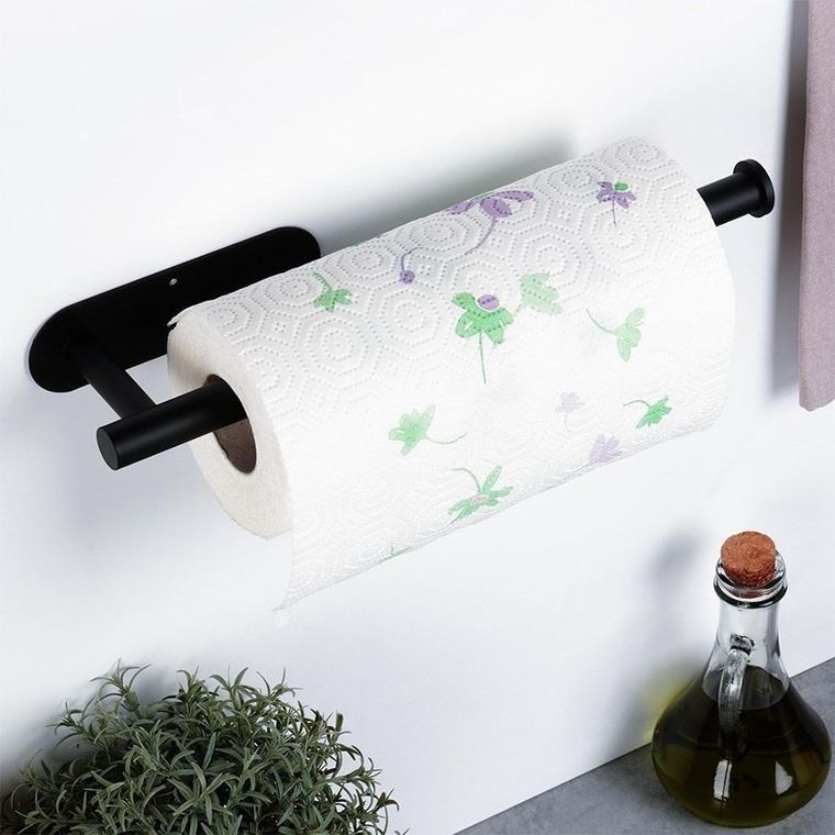 Vilde, wieszak na ręcznik papierowy, stalowy, czarny