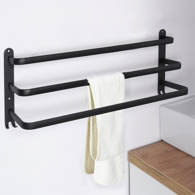 Vilde, wieszak na ręczniki aluminiowy, czarny, 60 cm