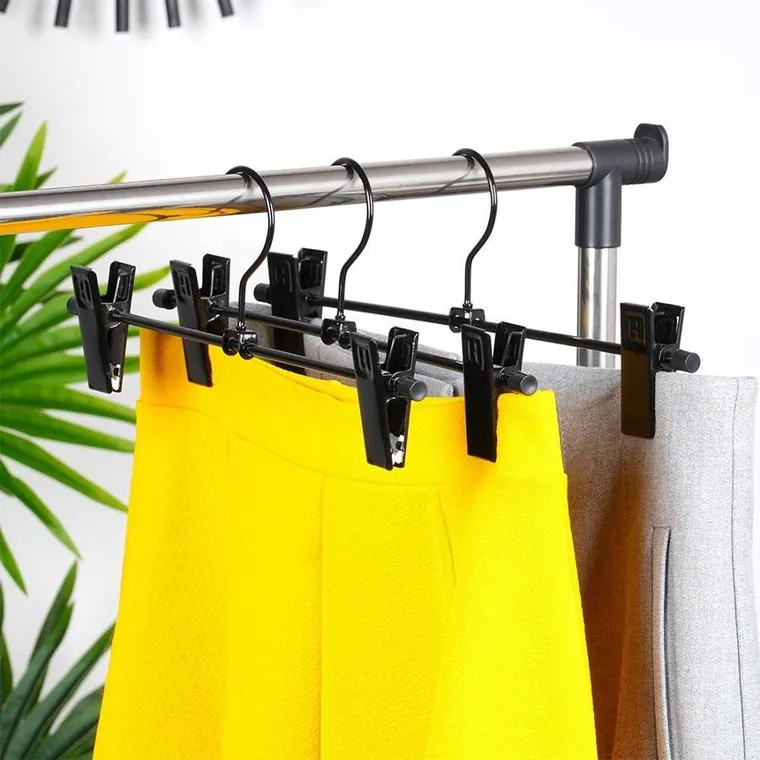 Vilde, wieszak na spodnie, metalowy, z klipsami, czarny, 3 szt.