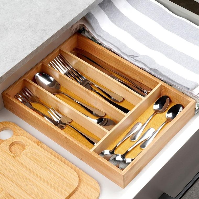 Vilde, wkład na sztućce do szuflady, bambusowy, 25-35 cm