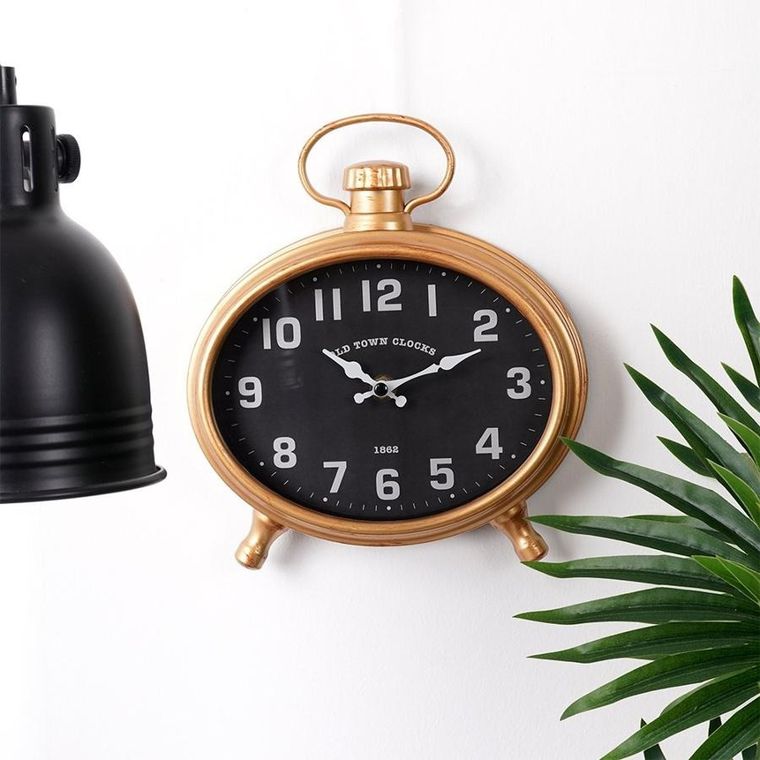 Vilde, zegar ścienny, złoty, czarny budzik, 20.5-24 cm