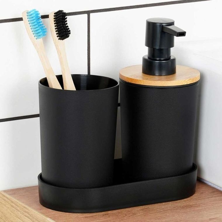 Vilde, zestaw łazienkowy, czarny, 3 el.