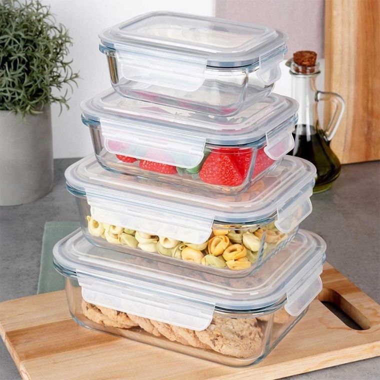 Vilde, zestaw szklanych pojemników na żywność z pokrywami i uszczelkami