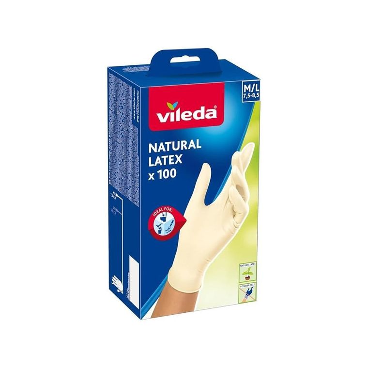 Vileda, Natural Latex, rękawice lateksowe, rozmiar M/L, 100 szt