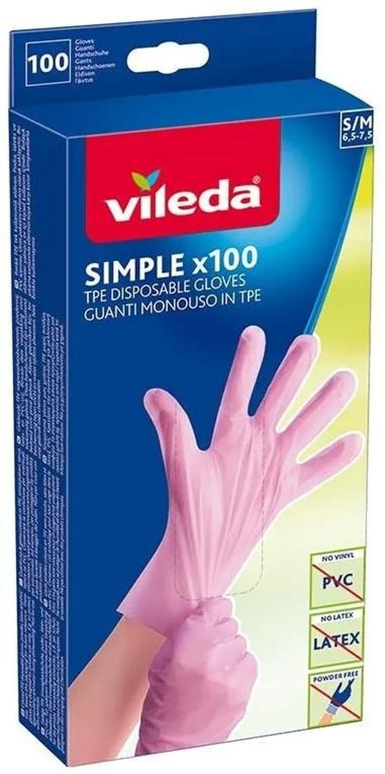 Vileda, Natural Latex, rękawice lateksowe, rozmiar S/M, 100 szt