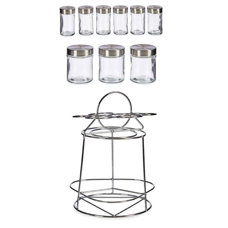 Vivalto, Nivan, pojemniczki na przyprawy na metalowym stojaku, 9 słoiczków