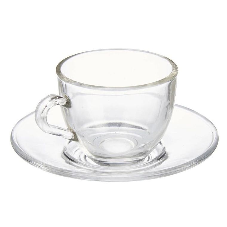 Vivalto, szklane filiżanki do espresso ze spodkami, 6 szt., 85 ml