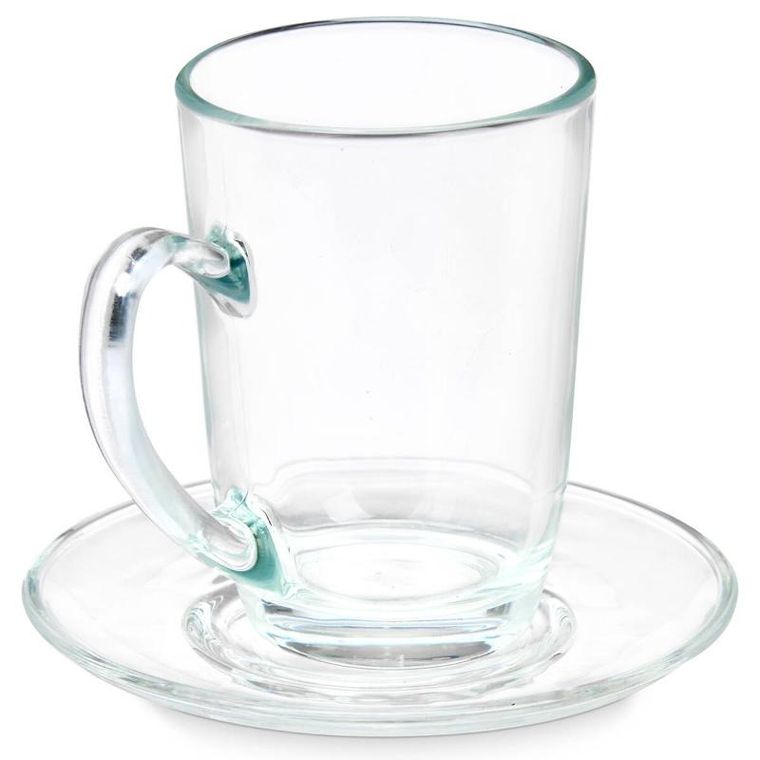 Vivalto, szklane filiżanki do kawy cappuccino ze spodkami, 6 szt., 200 ml