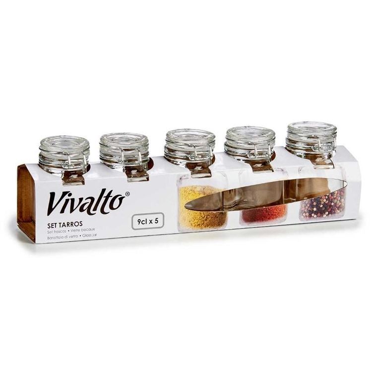 Vivalto, szklane słoiczki na przyprawy, 5 szt., 90 ml