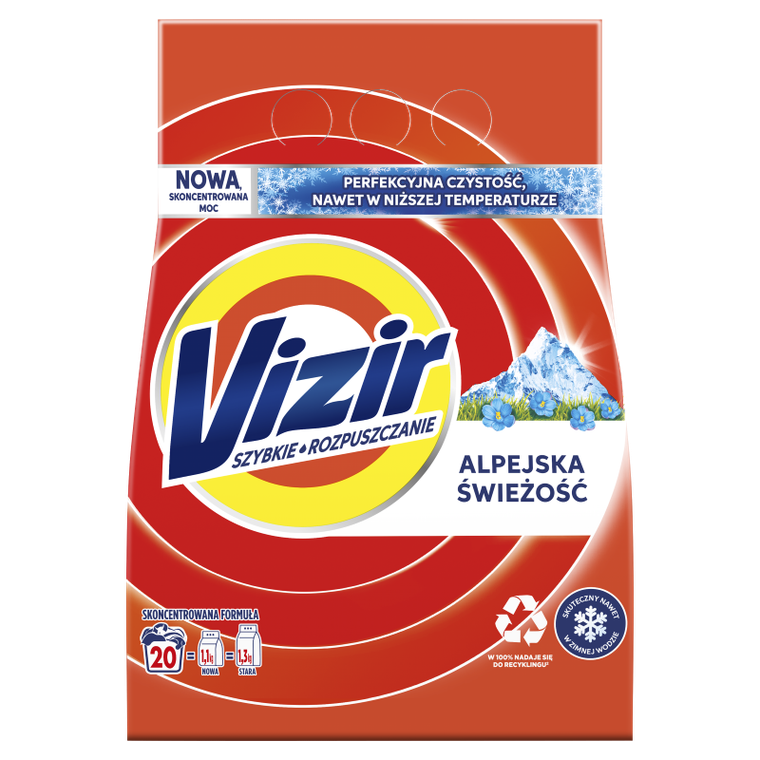 Vizir, Alpine Fresh, proszek do prania, 20 prań