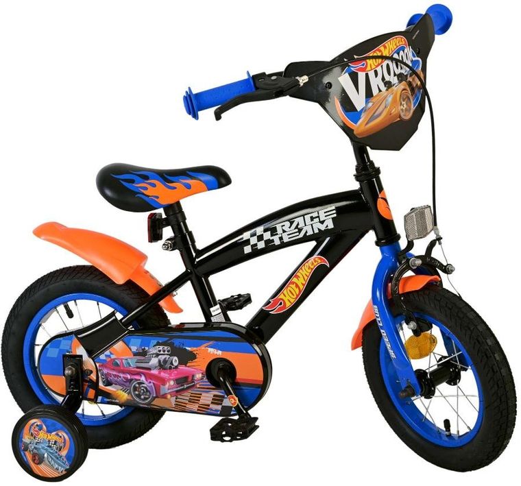 Volare, Hot Wheels, rower, czarno-niebieski, 12"