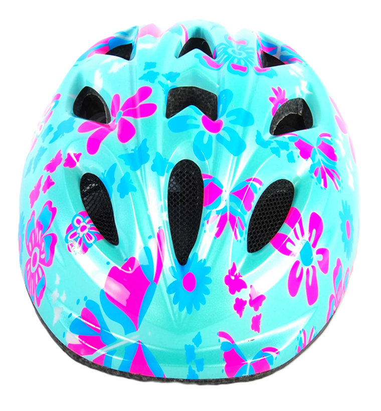 Volare, kask ochronny, niebieski w kwiatki, rozmiar 47-51 cm