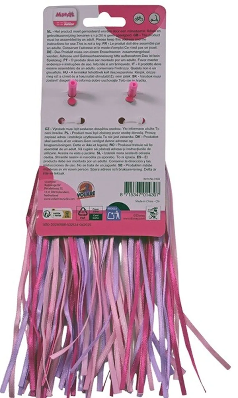 Volare, Myszka Minnie, ozdoba do roweru, serpentyny, 2 szt