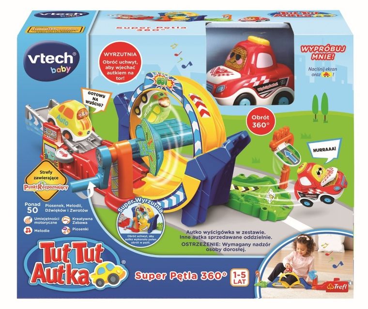 Vtech, Tut Tut Autka, Diabelska Pętla 360°, zestaw z pojazdem
