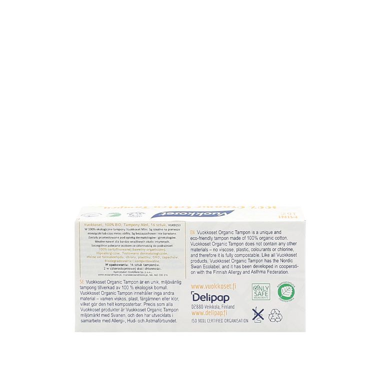 Vuokkoset, 100% BIO, tampony mini, 16 szt.