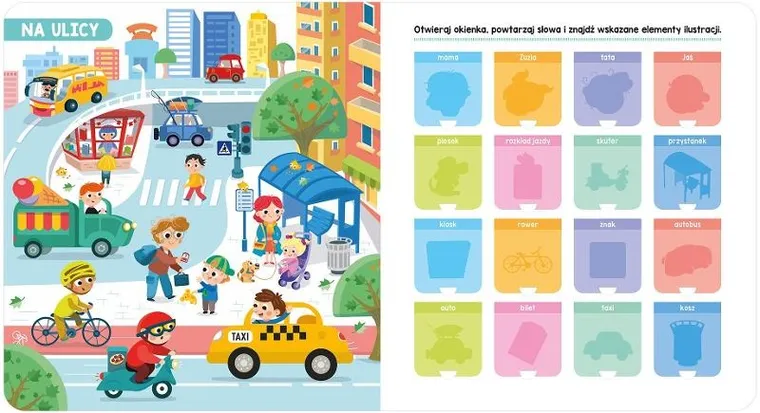 W mieście. Książeczka z okienkami