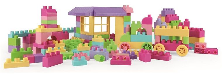 Wader, Blocks, Klocki 132 elementy w pojemniku, Różowe, 41280