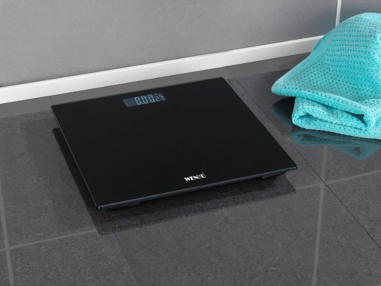 Waga łazienkowa led, 28-28 cm, czarna