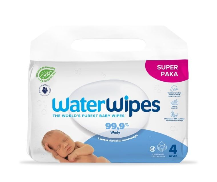 WaterWipes, BIO, chusteczki nawilżane, 4-60 szt.
