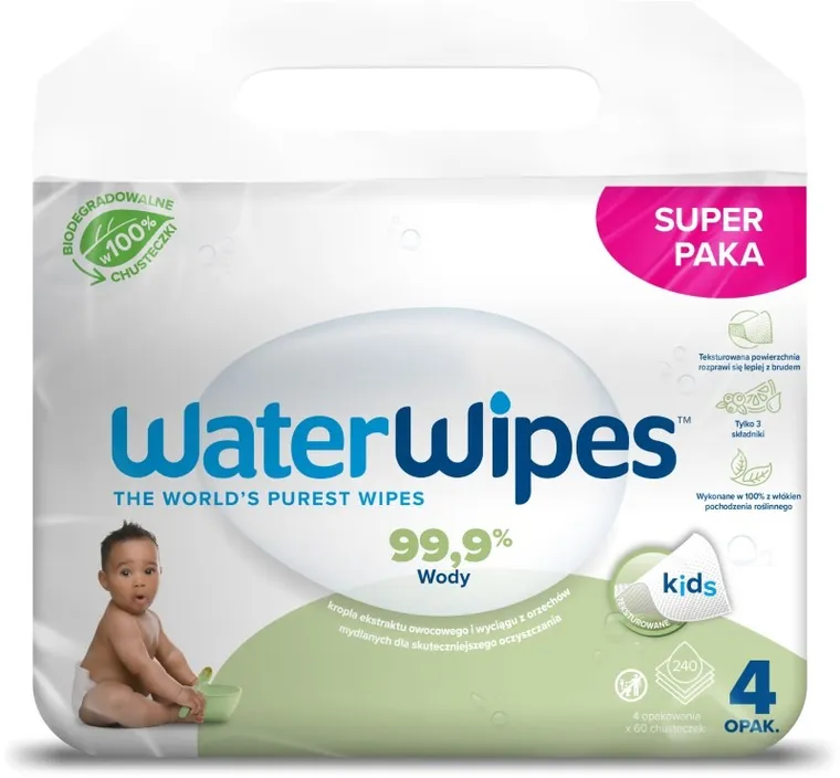 WaterWipes, BIO, Soapberry, chusteczki nawilżane, 4-60 szt.