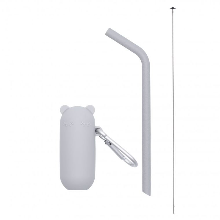 We Might Be Tiny, silikonowa słomka w etui, Grey