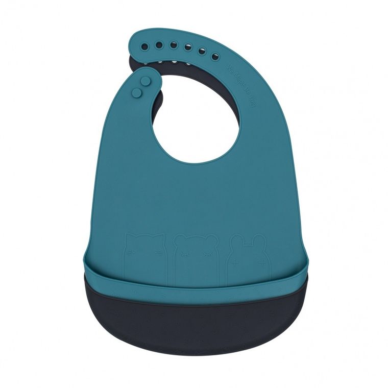 We Might Be Tiny, zestaw śliniaków silikonowych z kieszonką, turkusowo-ciemny szary