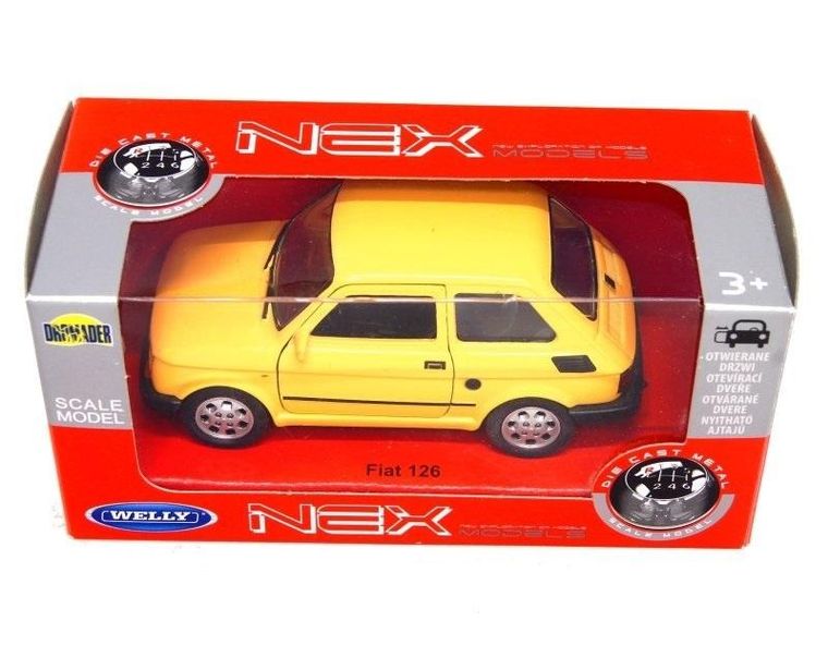 Welly, Fiat 126p, pojazd, żółty, 1:27