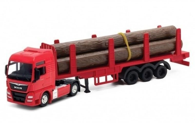 Welly, MAN TGX z przyczepą z drewnem, ciężarówka, model pojazdu, 1:64