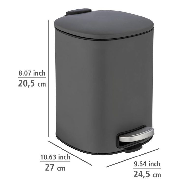 Wenko, Alassio, kosz na śmieci z pedałem i funkcją easy-close, 5l