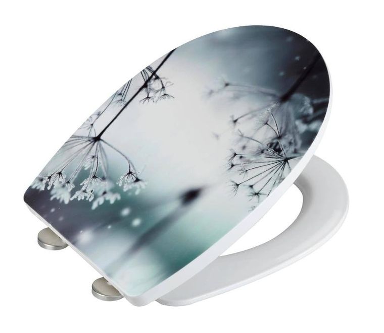 Wenko, deska sedesowa, Polar, z cichym domykaniem, Thermoplast, wzór roślinny