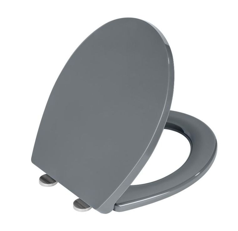 Wenko, deska sedesowa z odbojnikiem ściennym, szara, 37-44,5 cm