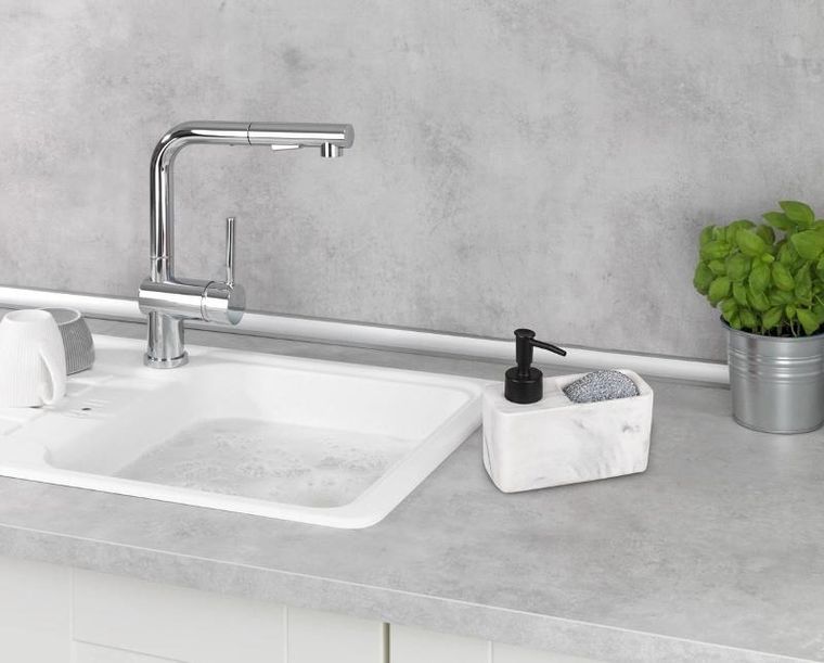 Wenko, dozownik płynu do naczyń, Resa Marble z przegrodą na gąbkę