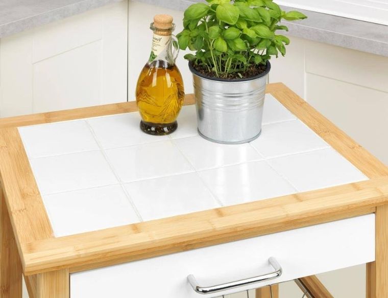 Wenko, Finja, wózek kuchenny na kółkach, drewno bambusowe, MDF