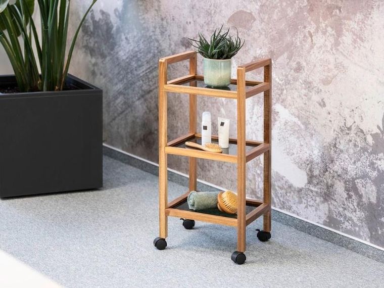 Wenko, Fondi, mobilny regał z drewna akacji, 3 poziomy, 76,5 cm