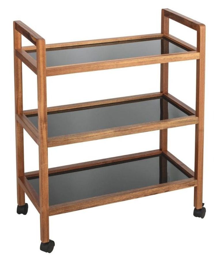 Wenko, Fondi, szeroki mobilny regał z drewna akacji, 76,5 cm
