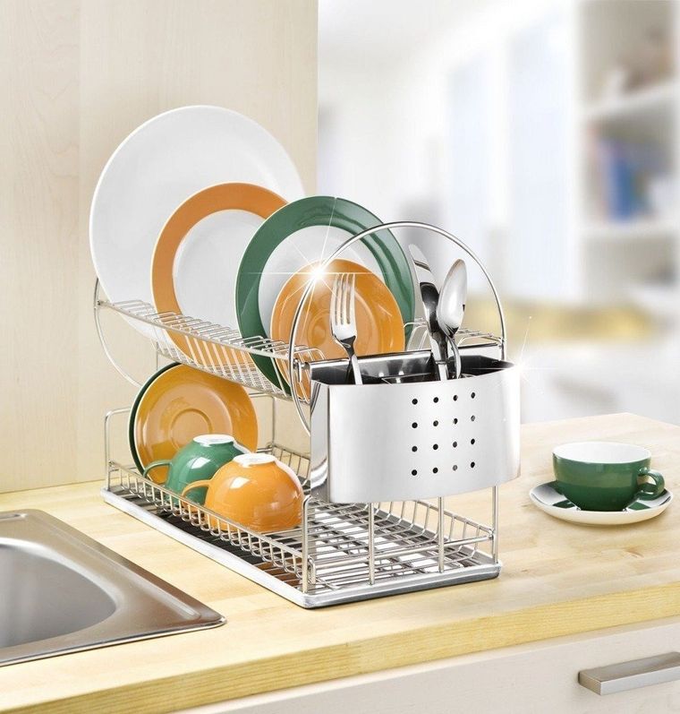 Wenko, ociekacz do naczyń, suszarka na naczynia ze stali nierdzewnej, 2 poziomy