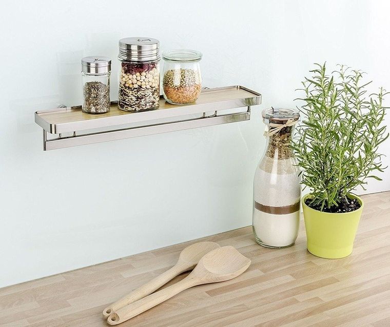 Wenko, półka kuchenna na przyprawy z relingiem, Bomboo Premium