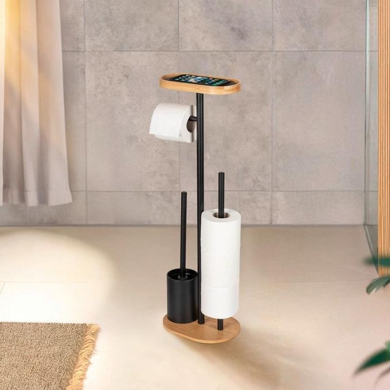 Wenko, Rivalta, stojak na papier toaletowy i szczotkę wc z półką na telefon, 4w1