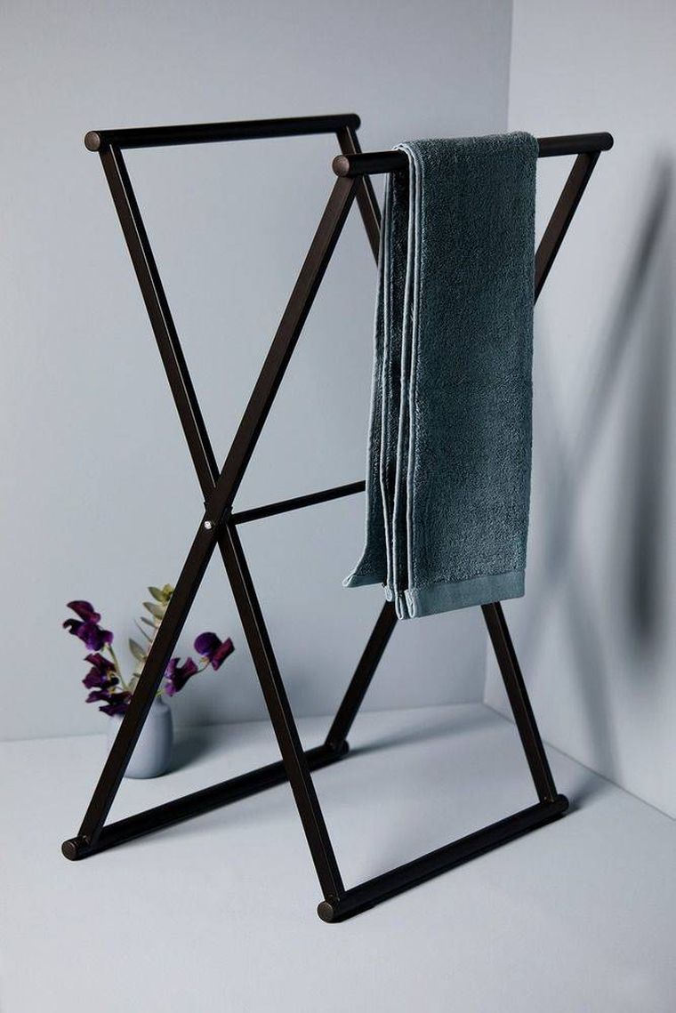 Wenko, składany wieszak na ręczniki i ubrania, Lava, czarny