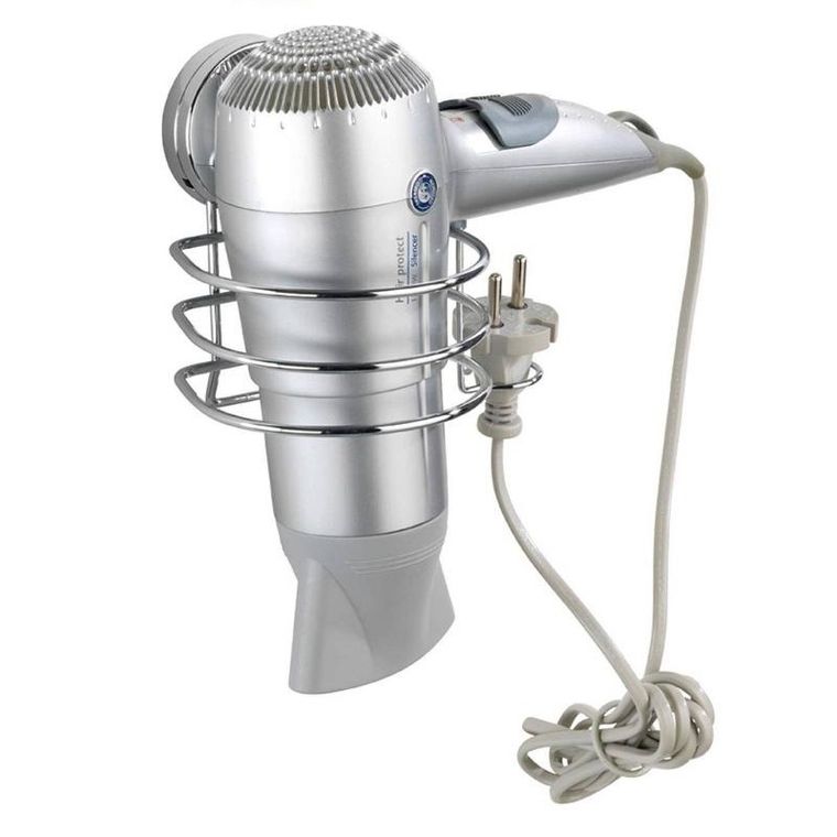 Wenko, uchwyt na suszarkę do włosów Osimo Static-Loc, stal chromowana