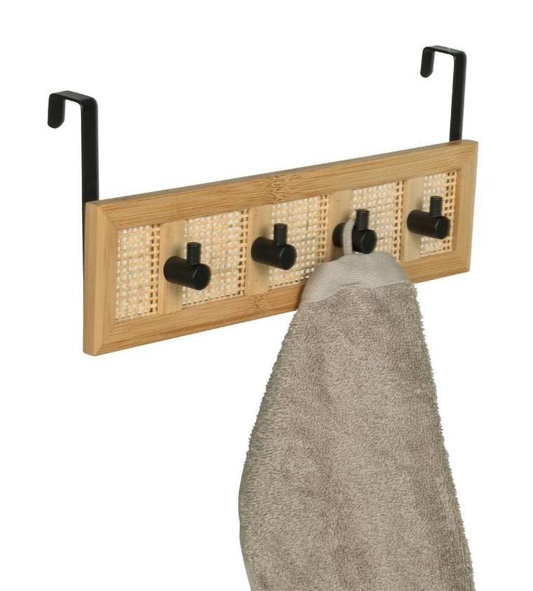 Wenko, wieszak na drzwi, Allegre Bamboo, 4 haczyki