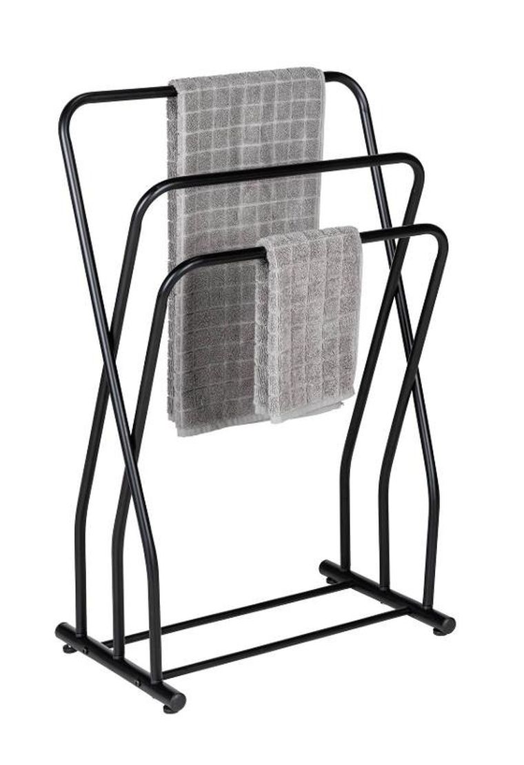 Wenko, wieszak na ręczniki z 3 drążkami, czarna stal lakierowana, Granelli