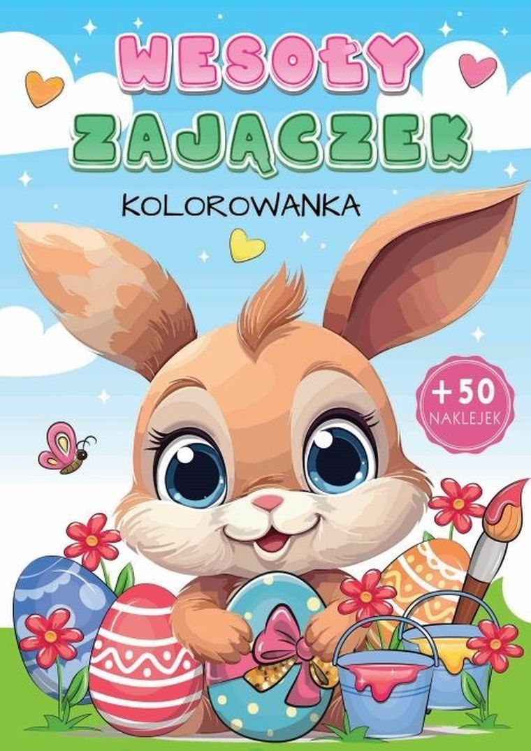 Wesoły zajączek. Kolorowanka