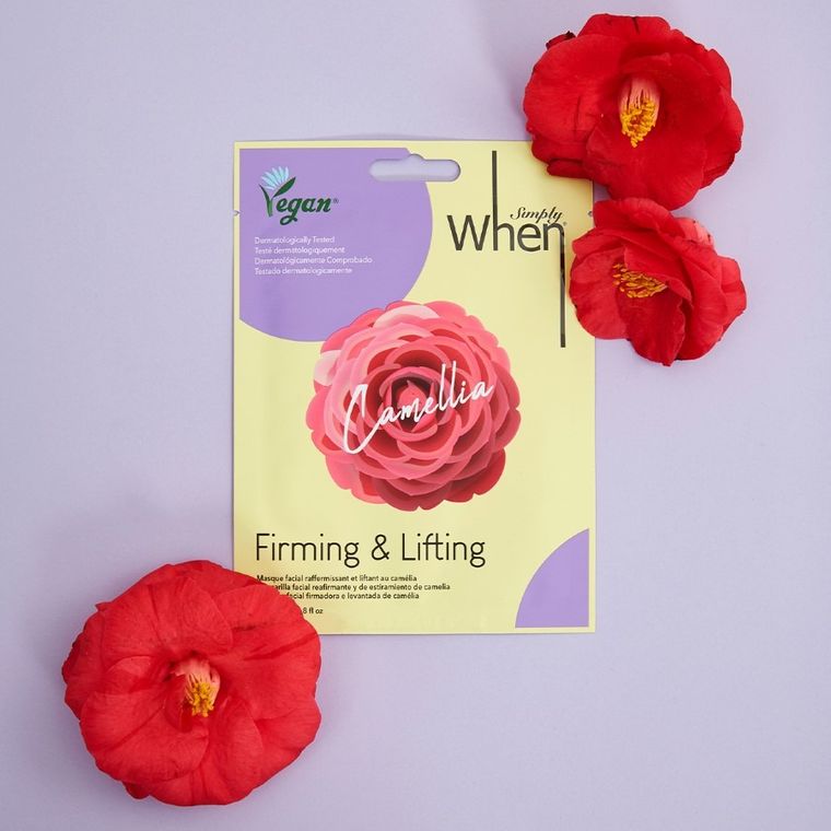 When, Simply, maska na twarz w płacie, ujędrniająco-liftingująca, camellia, 23 ml