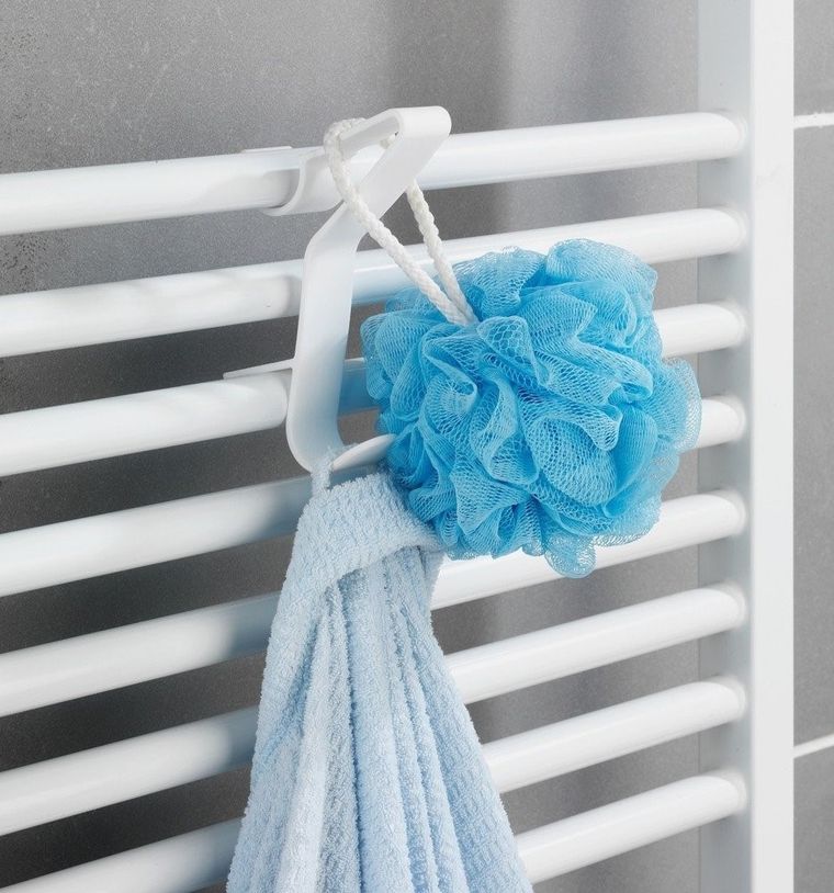 Wieszaki łazienkowe, Flexi, montowane do grzejnika rurowego, komplet 3 uchwytów z tworzywa sztucznego