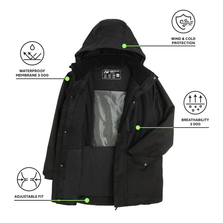 Wodoodporna kurtka przejściowa unisex oversize z kapturem NOWEAR