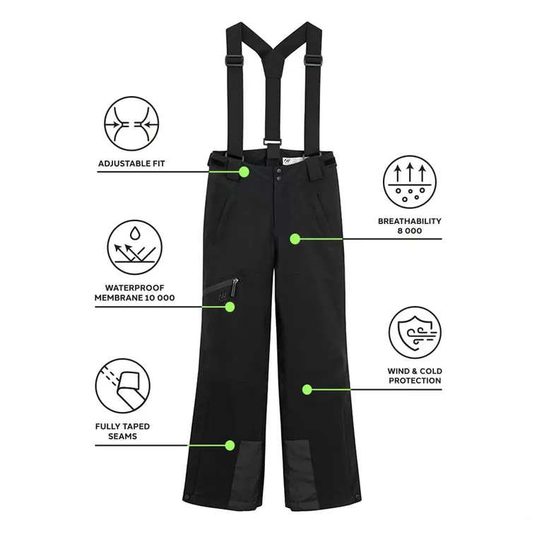 Wodoszczelne spodnie narciarskie unisex na szelkach NOWEAR